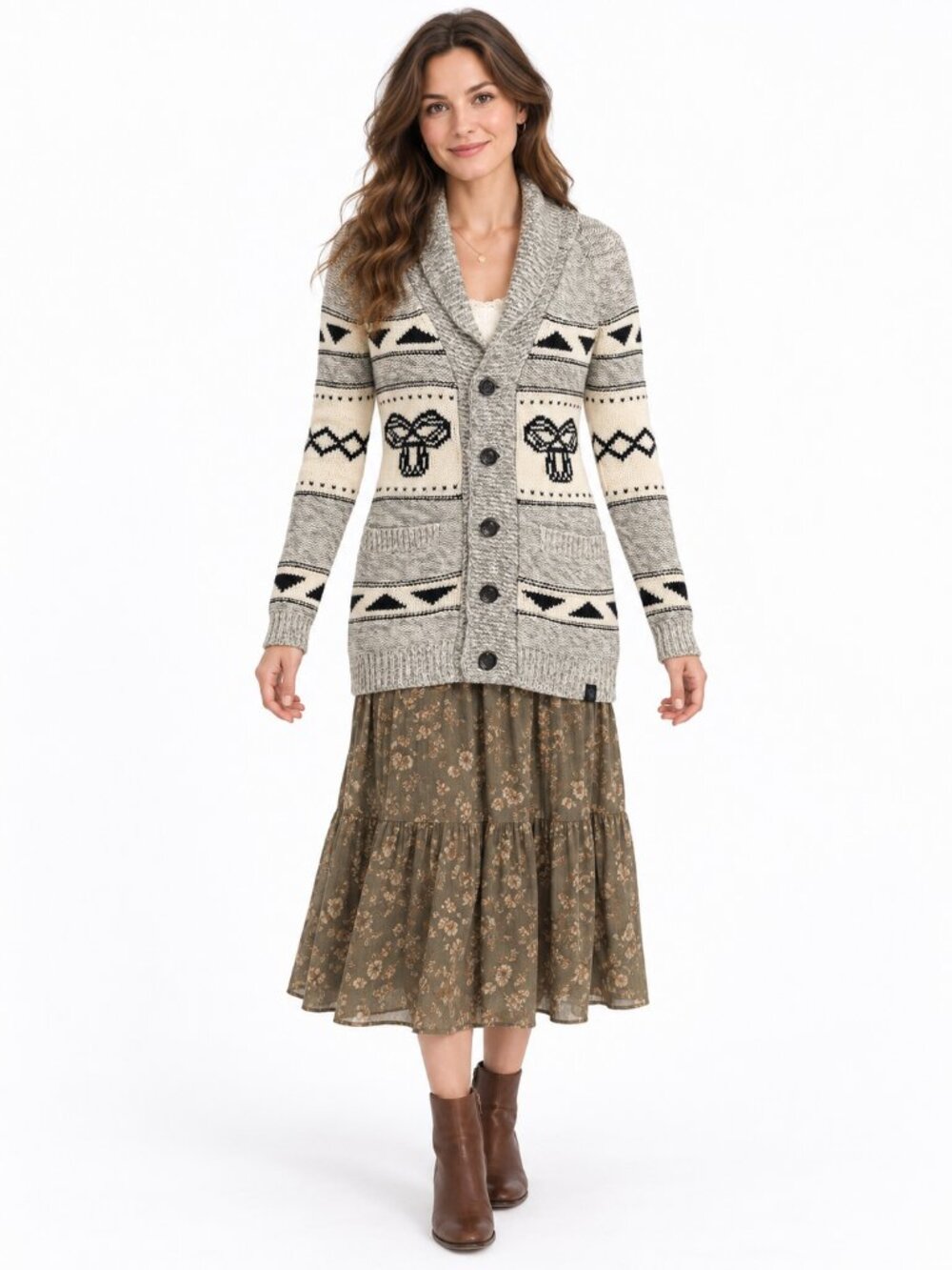 Aritzia TNA Sea to Sky Longline Cardigan M 100% Lambswool Cowichan Style
